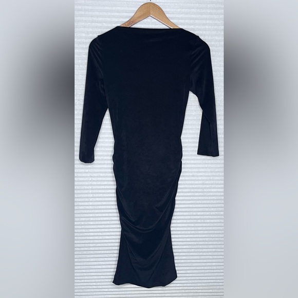 James Perse Long Sleeve Fitted Velvet Black Dress Women Size 1/Small - Picture 3 of 7